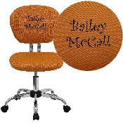 Personalized Mid-Back Orange Mesh Swivel Task Office Chair with Chrome Base, H-2376-F-ORG-TXTEMB-GG