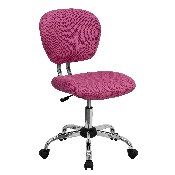 Mid-Back Pink Mesh Padded Swivel Task Office Chair with Chrome Base, H-2376-F-PINK-GG