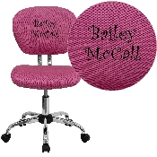 Personalized Mid-Back Pink Mesh Swivel Task Office Chair with Chrome Base, H-2376-F-PINK-TXTEMB-GG