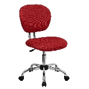 Mid-Back Red Mesh Padded Swivel Task Office Chair with Chrome Base, H-2376-F-RED-GG