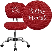 Personalized Mid-Back Red Mesh Swivel Task Office Chair with Chrome Base, H-2376-F-RED-TXTEMB-GG