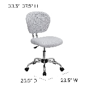 Mid-Back White Mesh Padded Swivel Task Office Chair with Chrome Base, H-2376-F-WHT-GG