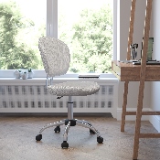 Mid-Back White Mesh Padded Swivel Task Office Chair with Chrome Base, H-2376-F-WHT-GG