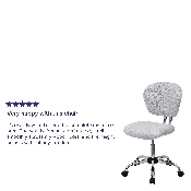 Mid-Back White Mesh Padded Swivel Task Office Chair with Chrome Base, H-2376-F-WHT-GG