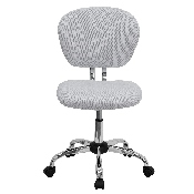 Mid-Back White Mesh Padded Swivel Task Office Chair with Chrome Base, H-2376-F-WHT-GG