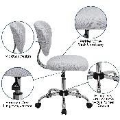 Mid-Back White Mesh Padded Swivel Task Office Chair with Chrome Base, H-2376-F-WHT-GG