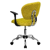 Mid-Back Yellow Mesh Padded Swivel Task Office Chair with Chrome Base and Arms, H-2376-F-YEL-ARMS-GG