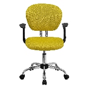 Mid-Back Yellow Mesh Padded Swivel Task Office Chair with Chrome Base and Arms, H-2376-F-YEL-ARMS-GG