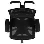Ergonomic Mesh Office Chair with Synchro-Tilt, Pivot Adjustable Headrest, Lumbar Support, Coat Hanger and Adjustable Arms in Black, H-2809-1KY-BK-GG