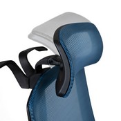 Ergonomic Mesh Office Chair with Synchro-Tilt, Pivot Adjustable Headrest, Lumbar Support, Coat Hanger & Adjustable Arms-Blue/Black, H-2809-1KY-BL-GG