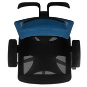 Ergonomic Mesh Office Chair with Synchro-Tilt, Pivot Adjustable Headrest, Lumbar Support, Coat Hanger & Adjustable Arms-Blue/Black, H-2809-1KY-BL-GG