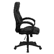 High Back Black LeatherSoft Contemporary Executive Swivel Ergonomic Office Chair with Curved Back and Loop Arms, H-HLC-0005-HIGH-1B-GG