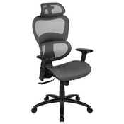 Ergonomic Mesh Office Chair with 2-to-1 Synchro-Tilt, Adjustable Headrest, Lumbar Support, and Adjustable Pivot Arms in Gray, H-LC-1388F-1K-GY-GG