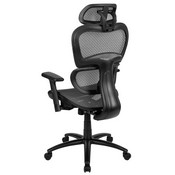 Ergonomic Mesh Office Chair with 2-to-1 Synchro-Tilt, Adjustable Headrest, Lumbar Support, and Adjustable Pivot Arms in Gray, H-LC-1388F-1K-GY-GG