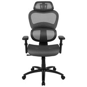 Ergonomic Mesh Office Chair with 2-to-1 Synchro-Tilt, Adjustable Headrest, Lumbar Support, and Adjustable Pivot Arms in Gray, H-LC-1388F-1K-GY-GG