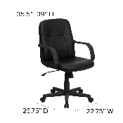 Mid-Back Black Glove Vinyl Executive Swivel Office Chair with Arms, H8020-GG