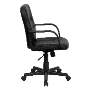 Mid-Back Black Glove Vinyl Executive Swivel Office Chair with Arms, H8020-GG