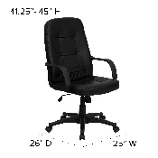 High Back Black Glove Vinyl Executive Swivel Office Chair with Arms, H8021-GG