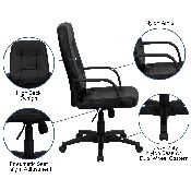 High Back Black Glove Vinyl Executive Swivel Office Chair with Arms, H8021-GG