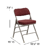 HERCULES Series Premium Curved Triple Braced & Double Hinged Burgundy Fabric Metal Folding Chair, HA-MC320AF-BG-GG