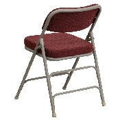 HERCULES Series Premium Curved Triple Braced & Double Hinged Burgundy Fabric Metal Folding Chair, HA-MC320AF-BG-GG