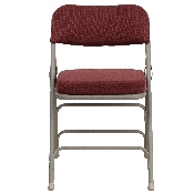 HERCULES Series Premium Curved Triple Braced & Double Hinged Burgundy Fabric Metal Folding Chair, HA-MC320AF-BG-GG