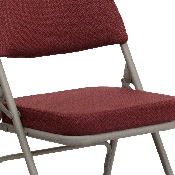 HERCULES Series Premium Curved Triple Braced & Double Hinged Burgundy Fabric Metal Folding Chair, HA-MC320AF-BG-GG