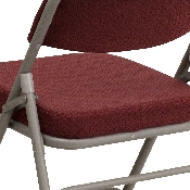HERCULES Series Premium Curved Triple Braced & Double Hinged Burgundy Fabric Metal Folding Chair, HA-MC320AF-BG-GG