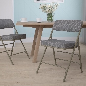 HERCULES Series Premium Curved Triple Braced & Double Hinged Gray Fabric Metal Folding Chair, HA-MC320AF-GRY-GG