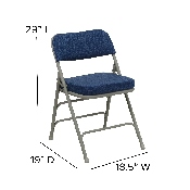 HERCULES Series Premium Curved Triple Braced & Double Hinged Navy Fabric Metal Folding Chair, HA-MC320AF-NVY-GG