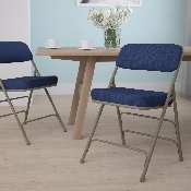 HERCULES Series Premium Curved Triple Braced & Double Hinged Navy Fabric Metal Folding Chair, HA-MC320AF-NVY-GG