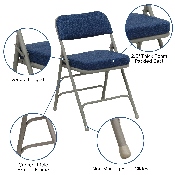 HERCULES Series Premium Curved Triple Braced & Double Hinged Navy Fabric Metal Folding Chair, HA-MC320AF-NVY-GG