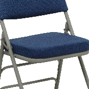 HERCULES Series Premium Curved Triple Braced & Double Hinged Navy Fabric Metal Folding Chair, HA-MC320AF-NVY-GG