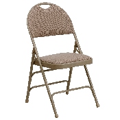HERCULES Series Ultra-Premium Triple Braced Beige Fabric Metal Folding Chair with Easy-Carry Handle, HA-MC705AF-3-BGE-GG