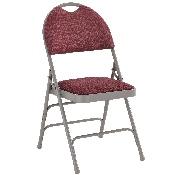 HERCULES Series Ultra-Premium Triple Braced Burgundy Fabric Metal Folding Chair with Easy-Carry Handle, HA-MC705AF-3-BY-GG