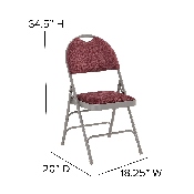 HERCULES Series Ultra-Premium Triple Braced Burgundy Fabric Metal Folding Chair with Easy-Carry Handle, HA-MC705AF-3-BY-GG