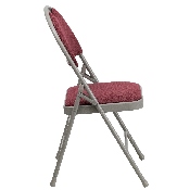 HERCULES Series Ultra-Premium Triple Braced Burgundy Fabric Metal Folding Chair with Easy-Carry Handle, HA-MC705AF-3-BY-GG