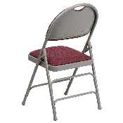 HERCULES Series Ultra-Premium Triple Braced Burgundy Fabric Metal Folding Chair with Easy-Carry Handle, HA-MC705AF-3-BY-GG