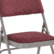 HERCULES Series Ultra-Premium Triple Braced Burgundy Fabric Metal Folding Chair with Easy-Carry Handle, HA-MC705AF-3-BY-GG