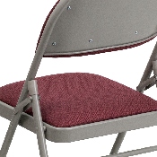 HERCULES Series Ultra-Premium Triple Braced Burgundy Fabric Metal Folding Chair with Easy-Carry Handle, HA-MC705AF-3-BY-GG