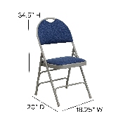 HERCULES Series Ultra-Premium Triple Braced Navy Fabric Metal Folding Chair with Easy-Carry Handle, HA-MC705AF-3-NVY-GG