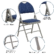 HERCULES Series Ultra-Premium Triple Braced Navy Fabric Metal Folding Chair with Easy-Carry Handle, HA-MC705AF-3-NVY-GG