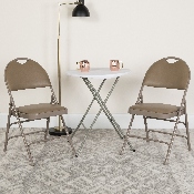 HERCULES Series Ultra-Premium Triple Braced Beige Vinyl Metal Folding Chair with Easy-Carry Handle, HA-MC705AV-3-BGE-GG