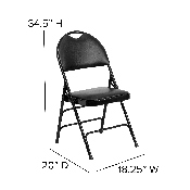 HERCULES Series Ultra-Premium Triple Braced Black Vinyl Metal Folding Chair with Easy-Carry Handle, HA-MC705AV-3-BK-GG