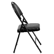 HERCULES Series Ultra-Premium Triple Braced Black Vinyl Metal Folding Chair with Easy-Carry Handle, HA-MC705AV-3-BK-GG