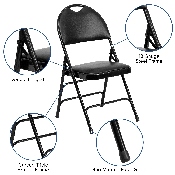 HERCULES Series Ultra-Premium Triple Braced Black Vinyl Metal Folding Chair with Easy-Carry Handle, HA-MC705AV-3-BK-GG