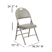 HERCULES Series Ultra-Premium Triple Braced Gray Vinyl Metal Folding Chair with Easy-Carry Handle, HA-MC705AV-3-GY-GG
