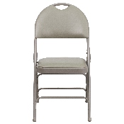 HERCULES Series Ultra-Premium Triple Braced Gray Vinyl Metal Folding Chair with Easy-Carry Handle, HA-MC705AV-3-GY-GG