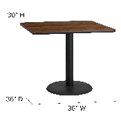 36'' Square Natural Laminate Table Set with X-Base and 4 Ladder Back Metal Chairs - Black Vinyl Seat, HDBF1015-GG