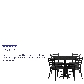 36'' Round Black Laminate Table Set with X-Base and 4 Ladder Back Metal Chairs - Black Vinyl Seat, HDBF1029-GG